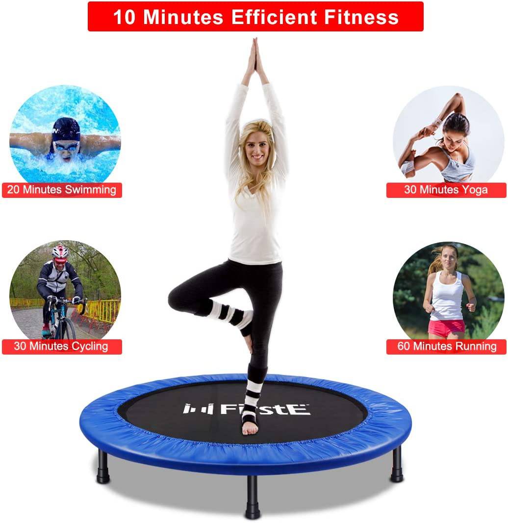 FirstE - Trampolin de fitness plegables de 40 pulgadas, reboteador recreativo para trampolín de salto Excersize para niños y adultos en interiores y exteriores, carga máxima de 330 libras
