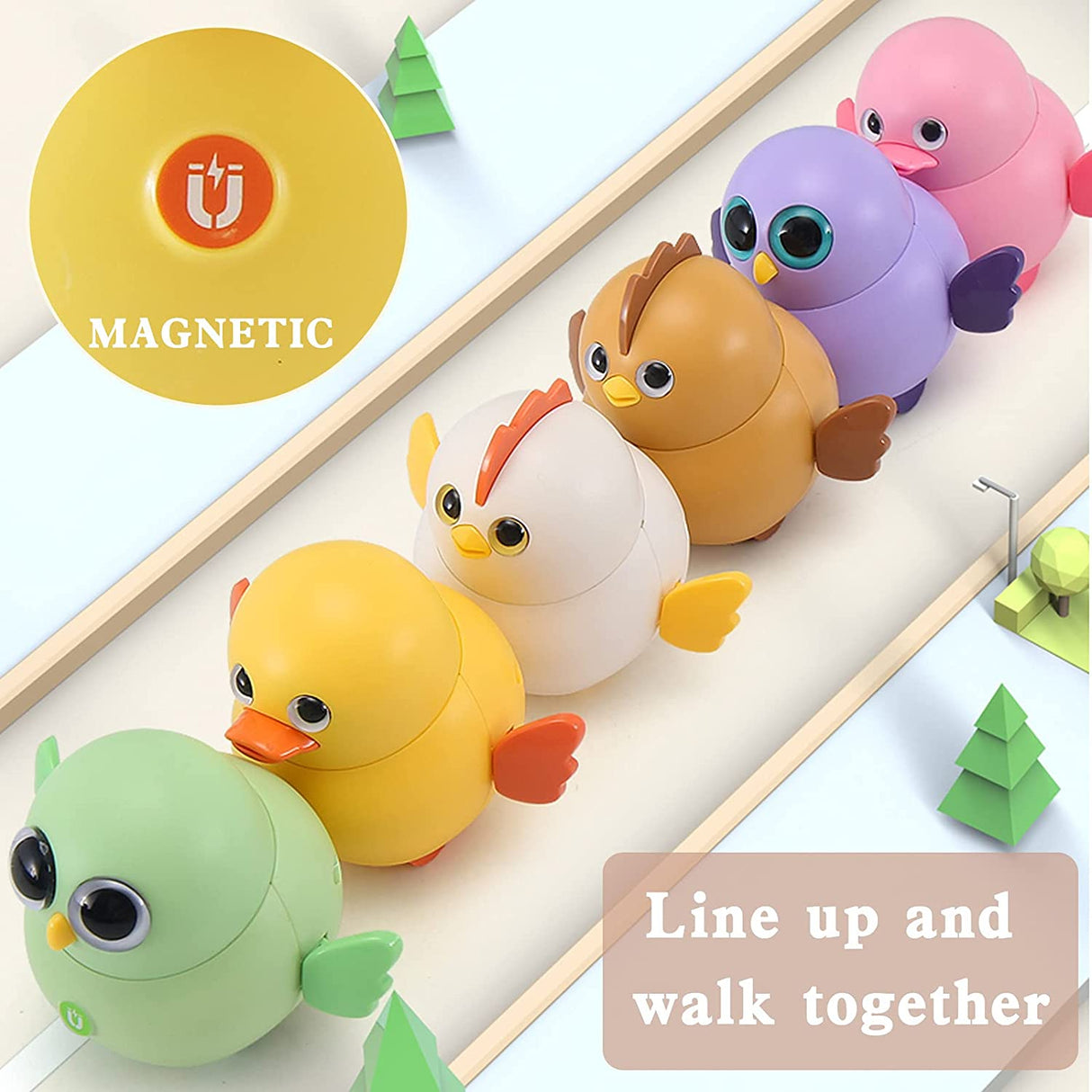 YONGSHUO Baby Electric Walking Animal Team Chick, Ducks, Owl, Funny Magnetic Swinging Squad Juguetes para niños- B08Z7NBVC6