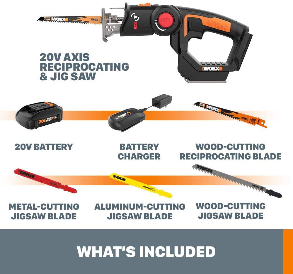 WORX WX550L 20V Power Share Axis Sierra alternativa y caladora inalámbrica - DIGVICE MX