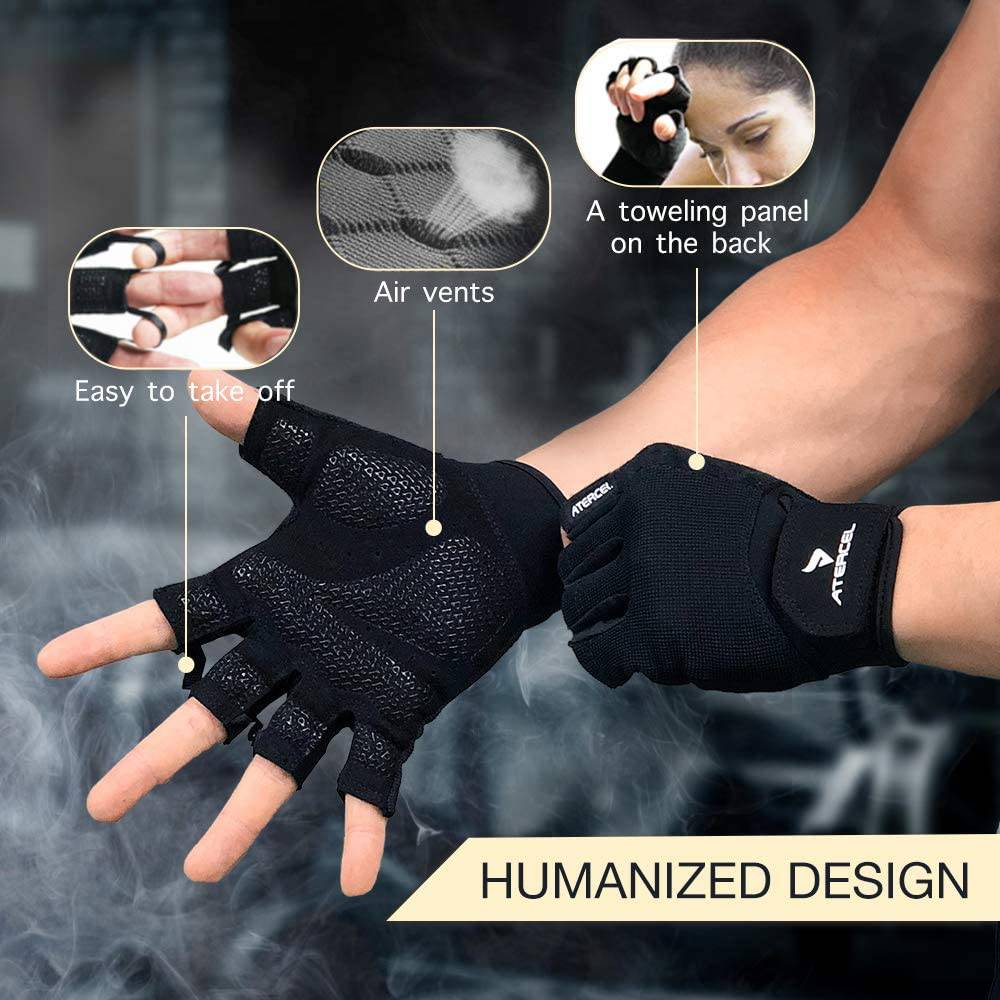 Atercel - Guantes de entrenamiento para hombres y mujeres, guantes de ejercicio para levantamiento de pesas, ciclismo, gimnasio, entrenamiento, transpirables y ajustados