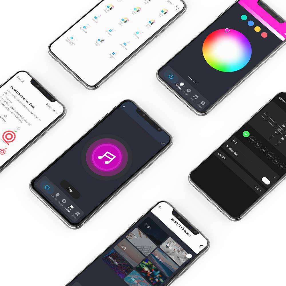 Popotan Tira de luces LED inteligentes de 50 pies - Las luces de cuerda funcionan con Alexa Google Home Aplicación de voz Control remoto Sincronización de música SMD5050 RGB Cambio de color Luz LED Sincronización de música - DIGVICE MX