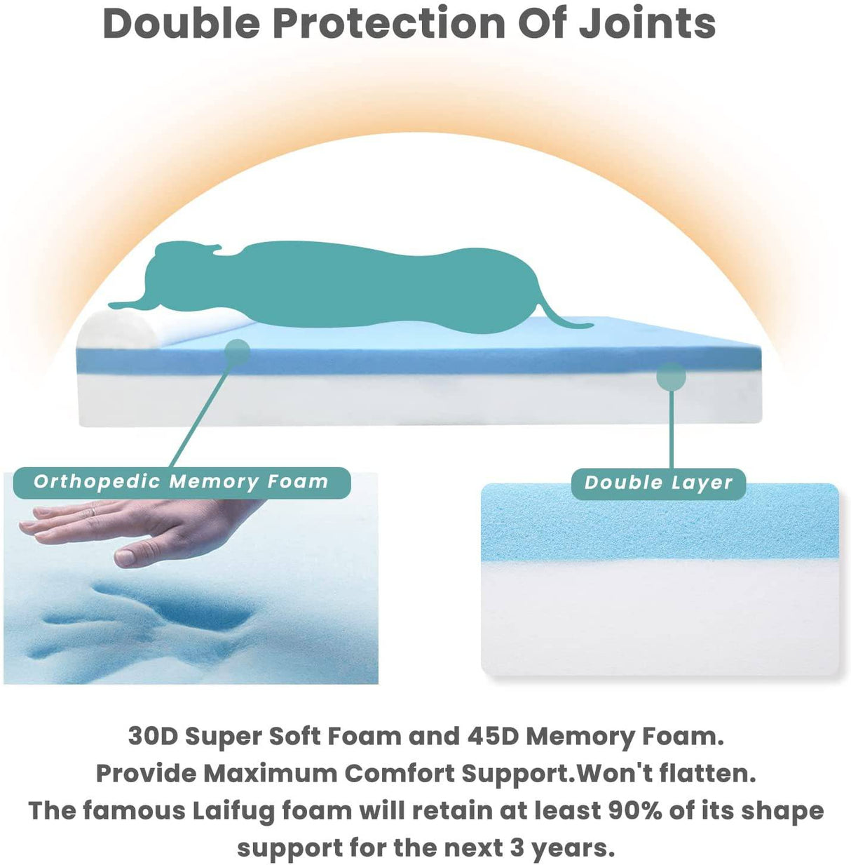 Laifug - Cama ortopédica extragrande de espuma viscoelástica para perros con almohada y forro duradero a prueba de agua y funda extraíble lavable y diseño inteligente - DIGVICE MX