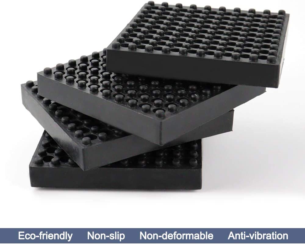 BXI - Alfombrilla para equipo de ejercicio, 4 x 4 x 0,8 pulgadas, paquete de 4 alfombrillas antideslizantes antivibración para cinta de correr, almohadilla de gel de silicona integrada de acero resistente