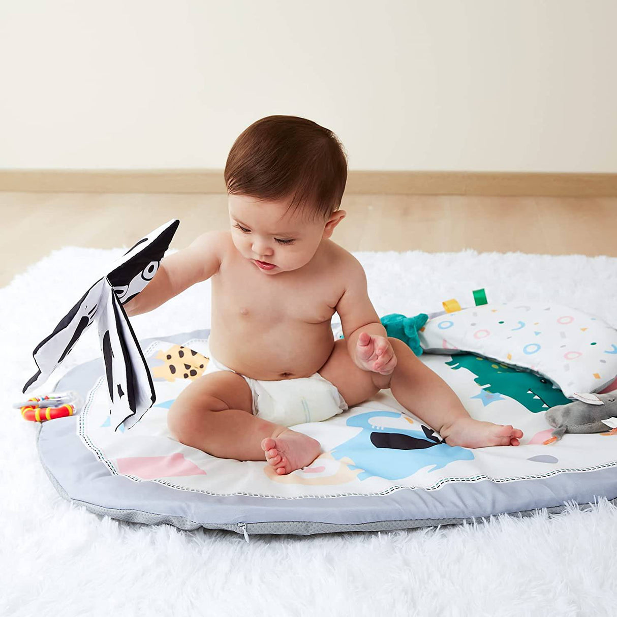 Lupantte 7 en 1 Baby Play Gym Mat, 2 fundas de alfombrilla lavables reemplazables Baby Activity Play Mat con 6 juguetes, visual, auditivo, táctil, desarrollo cognitivo para bebés y niños pequeños, más grueso antideslizante - DIGVICE MX