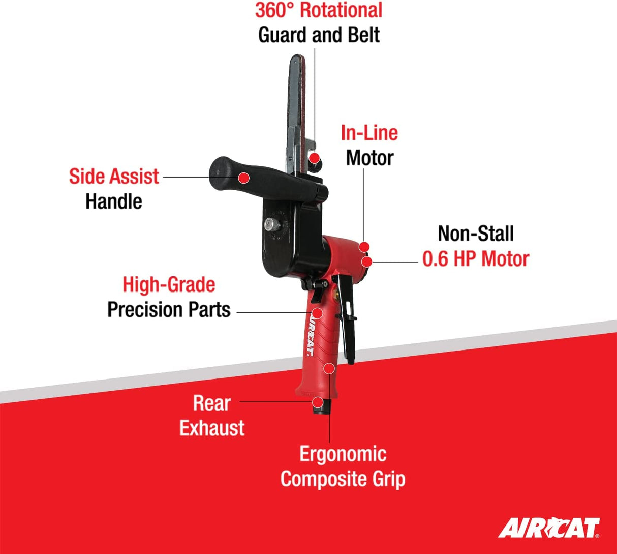 AIRCAT 6525-ABS: lijadora de banda de 18 pulgadas (brazo de contacto de 1/4 y 1/2 pulgada incluido) 20,000 RPM - DIGVICE MX