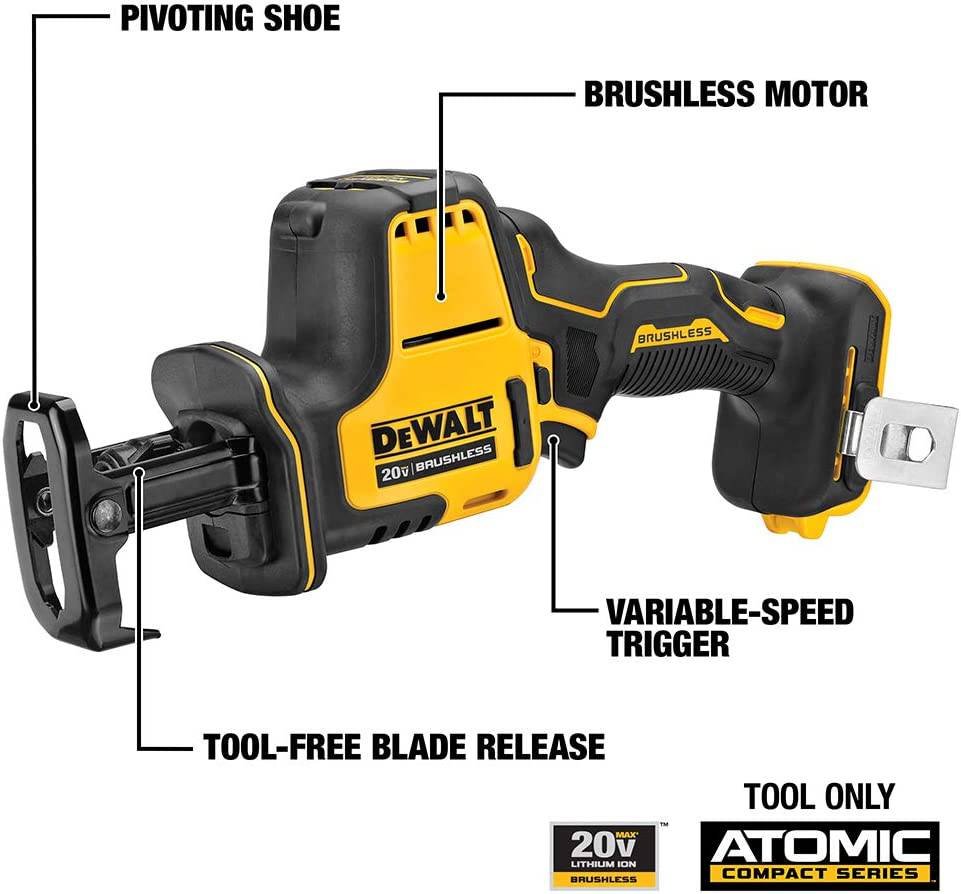 DEWALT ATOMIC 20V MAX* Sierra recíproca, con una mano, inalámbrica, solo herramienta (DCS369B) - DIGVICE MX