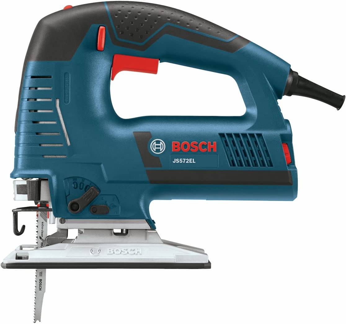 BOSCH Power Tools Jigsaw Kit - JS572EK - 7.2 Amp con cable de velocidad variable con mango superior Jig Saw Kit con cuchillas surtidas y estuche de transporte - DIGVICE MX