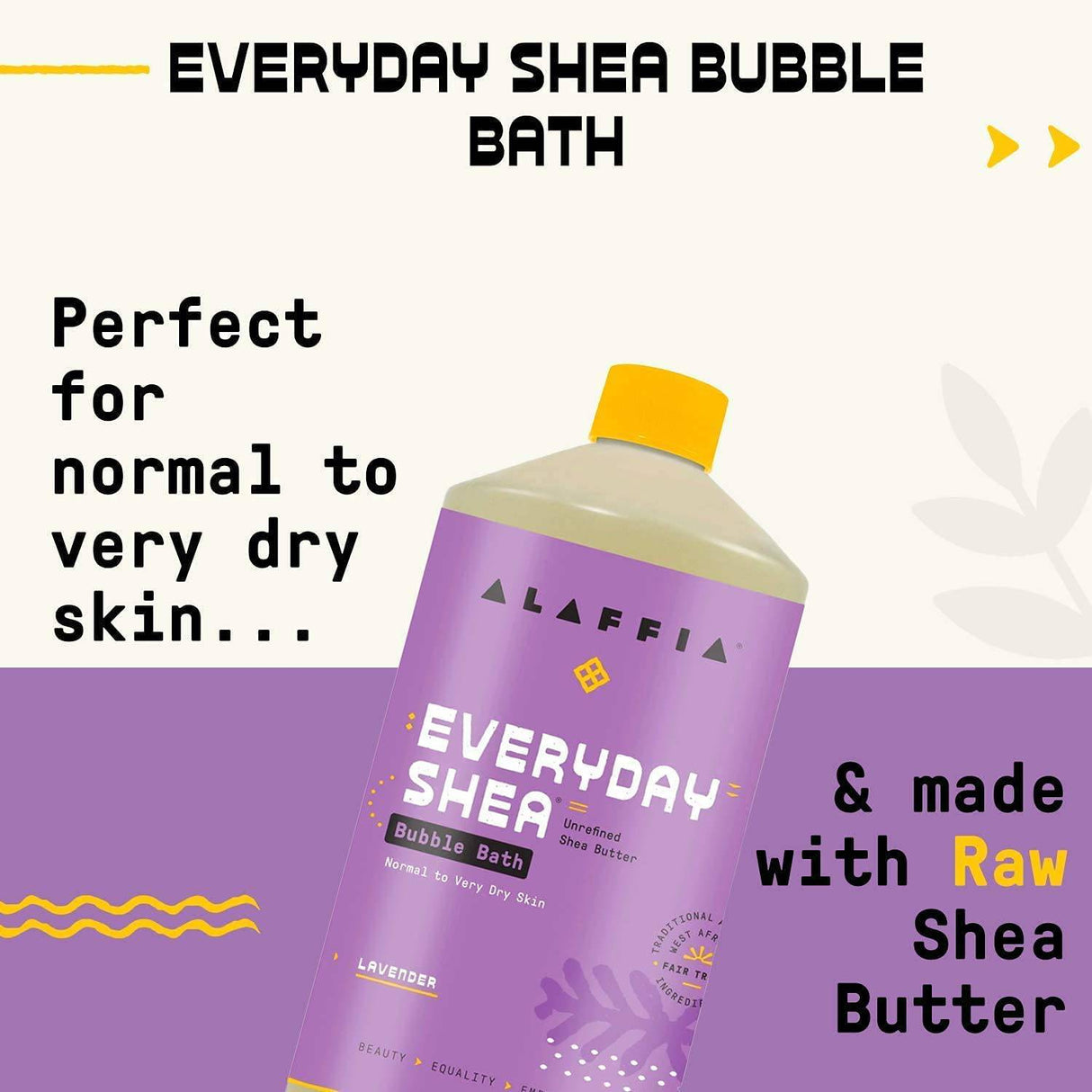 Alaffia Everyday Shea Bubble Bath, limpia, calma e hidrata la piel, fabricado con manteca de karité de comercio justo, libre de crueldad animal, sin parabenos, vegano, lavanda, paquete de 2 – 32 onzas líquidas cada uno