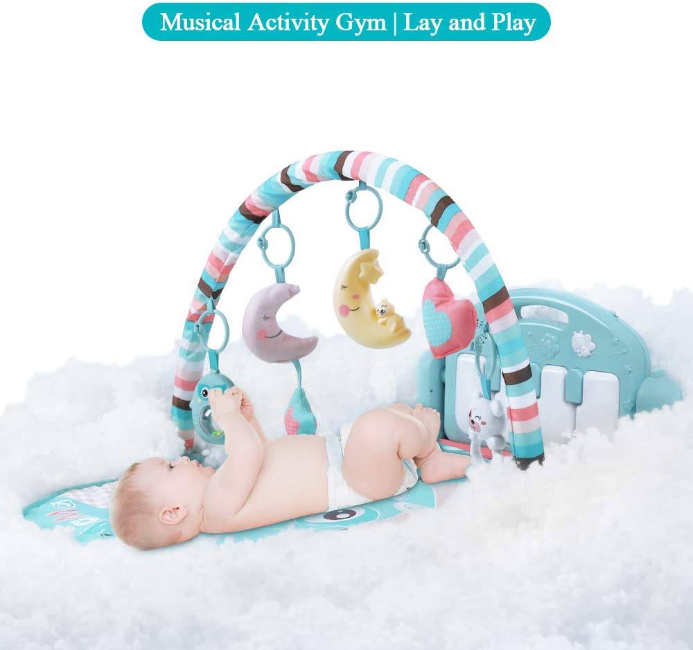 TEMI Baby Gym Toys & Activity Play Mat, Kick and Play Piano Gym Center con música y luces, juguetes de aprendizaje electrónico para bebés, niños pequeños, recién nacidos, niñas y niños de 1 a 36 meses - DIGVICE MX