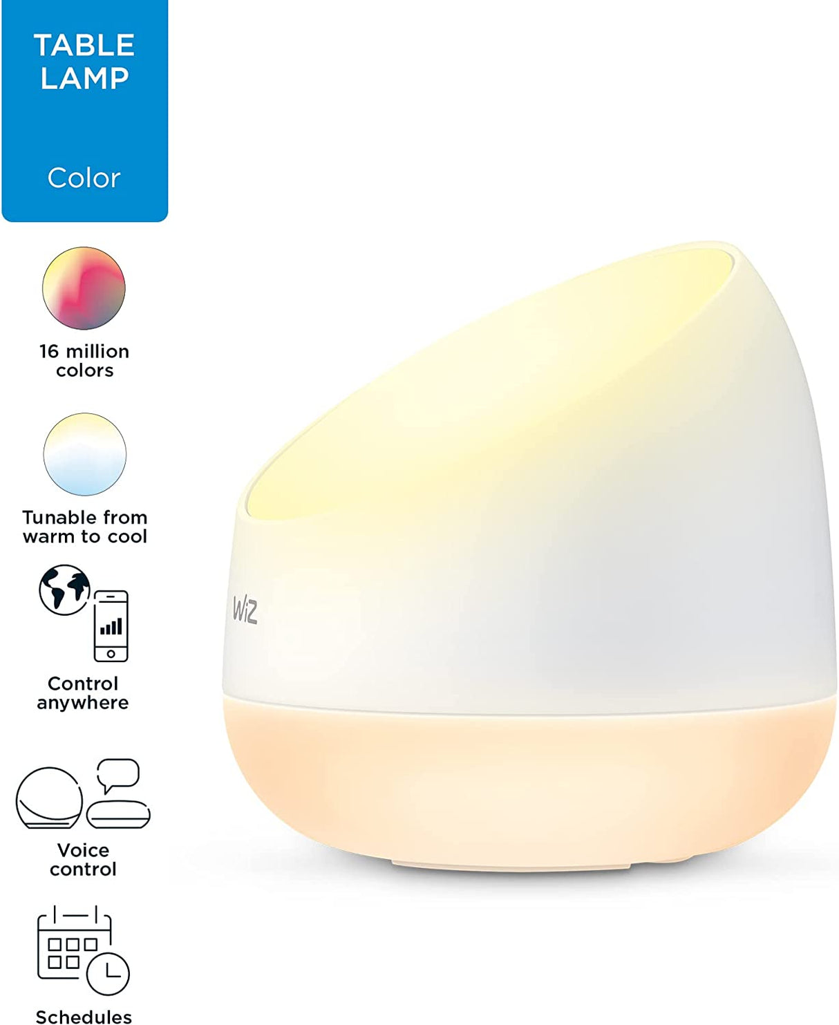 WiZ Connected Squire Paquete de 2 lámparas de mesa portátile , WiFi habilitado, 16 millones de colores, compatible con Alexa y Google Home Assistant, no requiere concentrador - DIGVICE MX