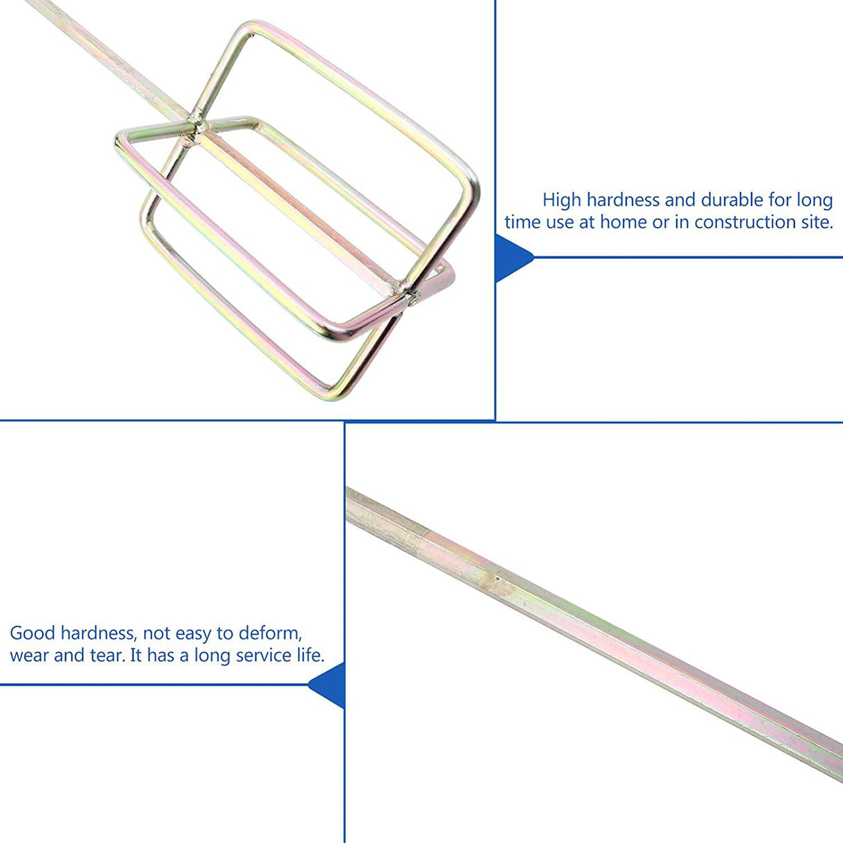 Angoily 2 piezas mezclador de barro de pintura de metal, varillas de mezcla de taladro de hormigón, mezclador de compuesto de cemento de alta resistencia, herramientas profesionales de paneles de yeso para martillo de taladro eléctrico - DIGVICE MX
