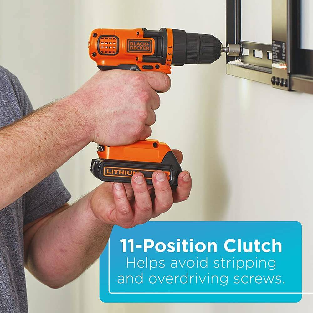 BLACK+DECKER 20V MAX* POWERCONNECT Taladro/destornillador inalámbrico + kit combinado de destornillador de impacto (BD2KITCDDI) - DIGVICE MX