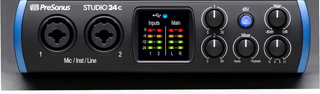 PreSonus Studio 24c 2x2, 192 kHz, interfaz de audio USB con Studio One Artist y software de grabación DAW Ableton Live Lite