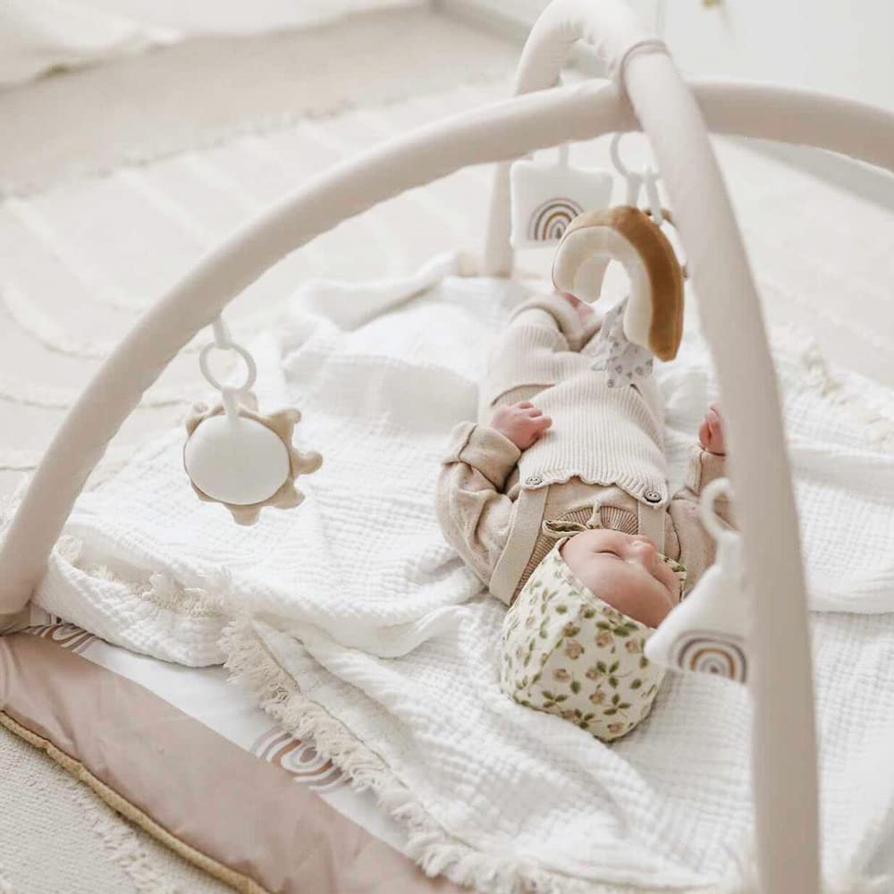 Mallify - Centro de actividades de gimnasio para bebés lavable con tapete de juego, tapetes de desarrollo temprano arcoíris, 6 juguetes para bebés y niños pequeños, más grandes, antideslizantes - DIGVICE MX