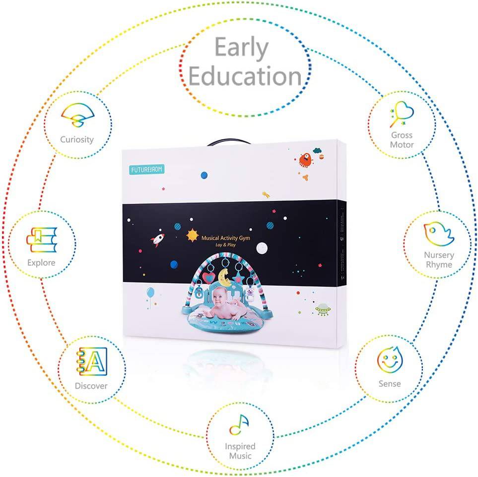 TEMI Baby Gym Toys & Activity Play Mat, Kick and Play Piano Gym Center con música y luces, juguetes de aprendizaje electrónico para bebés, niños pequeños, recién nacidos, niñas y niños de 1 a 36 meses - DIGVICE MX