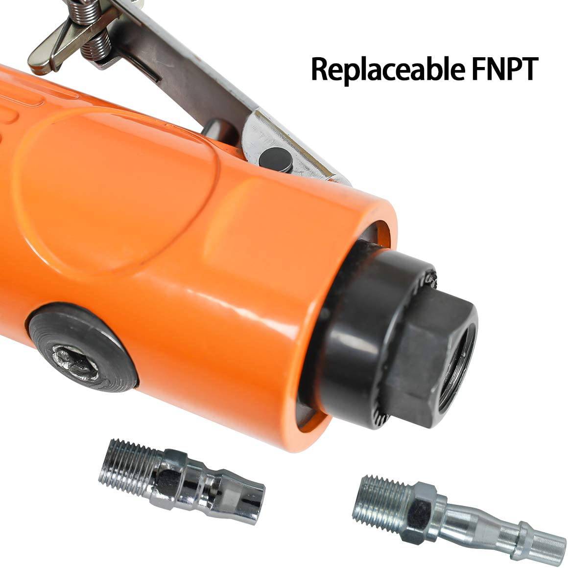 Sutekus Kit de amoladora de aire de 1/4 pulgadas, juego de herramientas de compresor de aire rotativo, lijadora neumática, acelerador de aire compacto con pinzas de 1/4 y 1/8 pulgadas (naranja) - DIGVICE MX