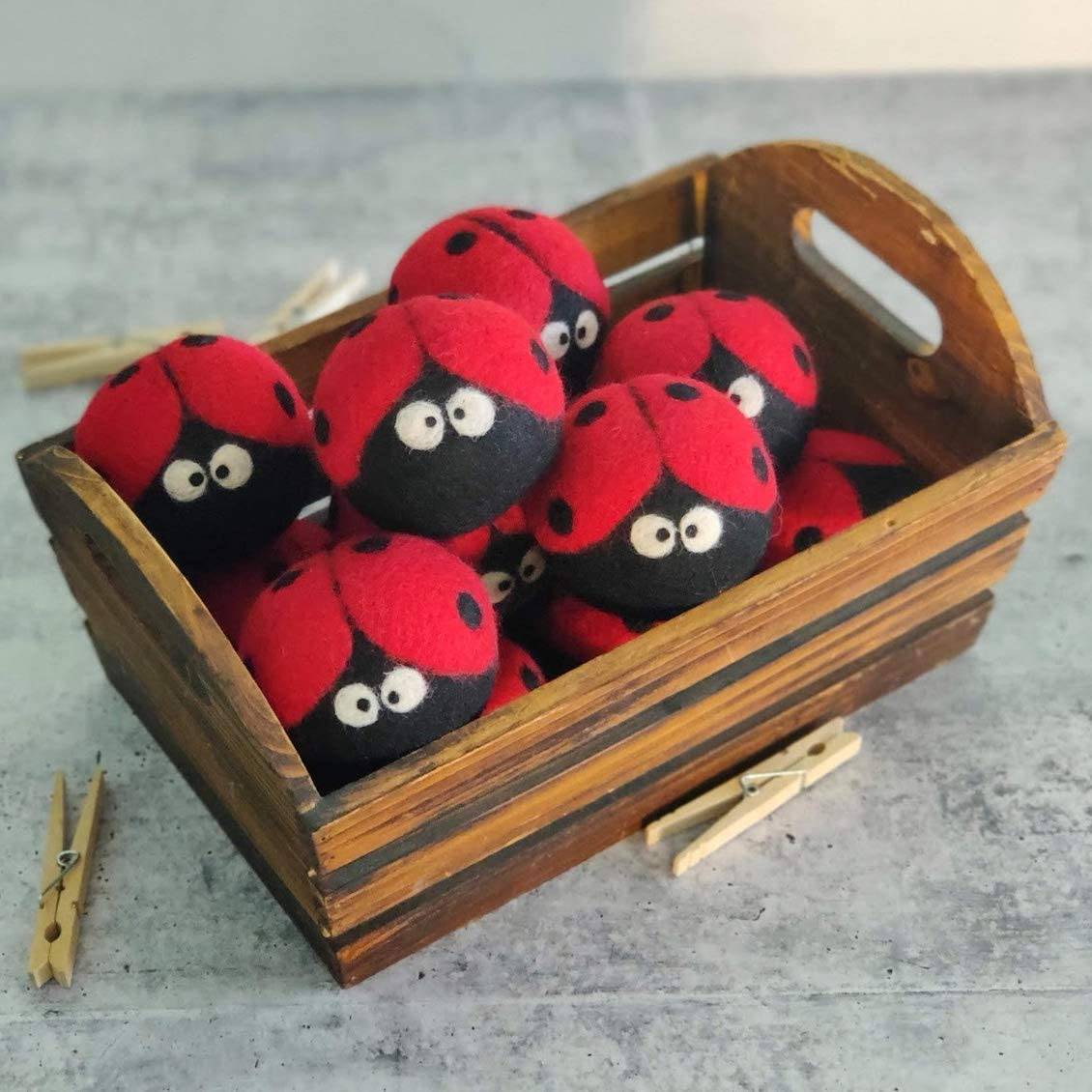 Friendsheep - Bolas para secadora de lana (6 unidades, XL, orgánicas, premium, reutilizables, sin crueldad, hechas a mano, de comercio justo, sin pelusa, suavizante de telas, mariquitas - Lavandería) - DIGVICE MX