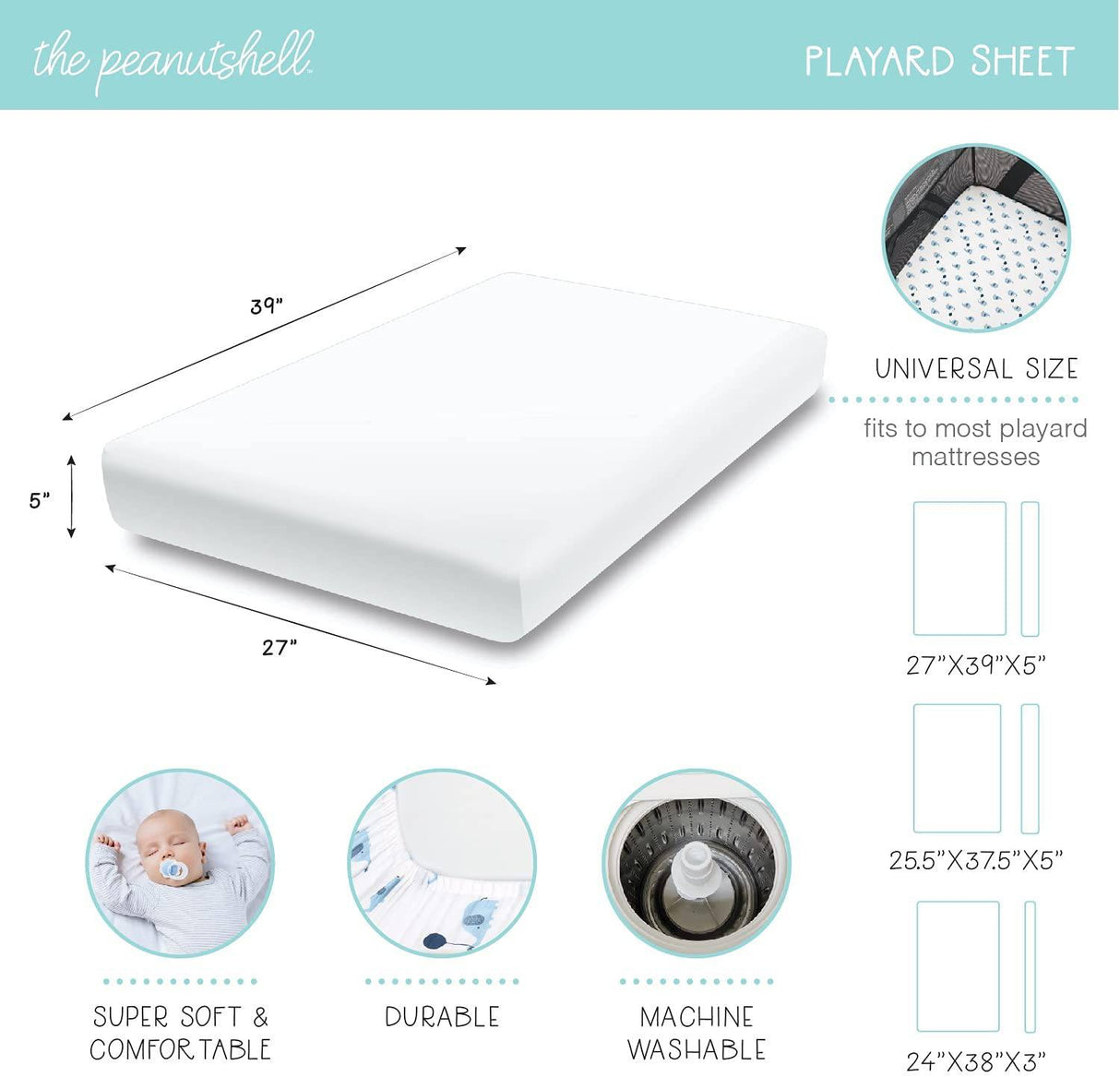 The Peanutshell Fitted Pack n Play, Playard, Mini sábanas para cuna para niñas | Juego de 2 paquetes | Unicornio rosa y arco iris - DIGVICE MX