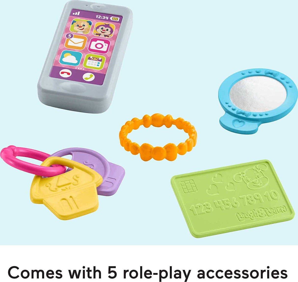 Fisher-Price Smart Purse Juguete de aprendizaje con luces, contenido educativo Smart Stages para bebés y niños pequeños - GMM68
