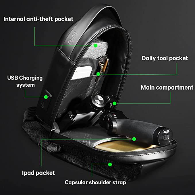 BANGE - Sling Bag Impermeable Safe Protect Shell Crossbody Bag Mochila, Ciclismo Senderismo Travel Shoulder Bag