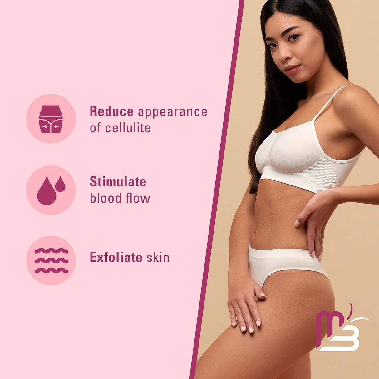 M3 Naturals - cepillo exfoliante de silicona | Silicona suave y delicada | Cepillo Anti Celulitis | Circulación Sanguínea, Suavizado De La Piel | Aprieta, tonifica, exfolia y reafirma la piel | Uso en cuero cabelludo, piel y músculos.