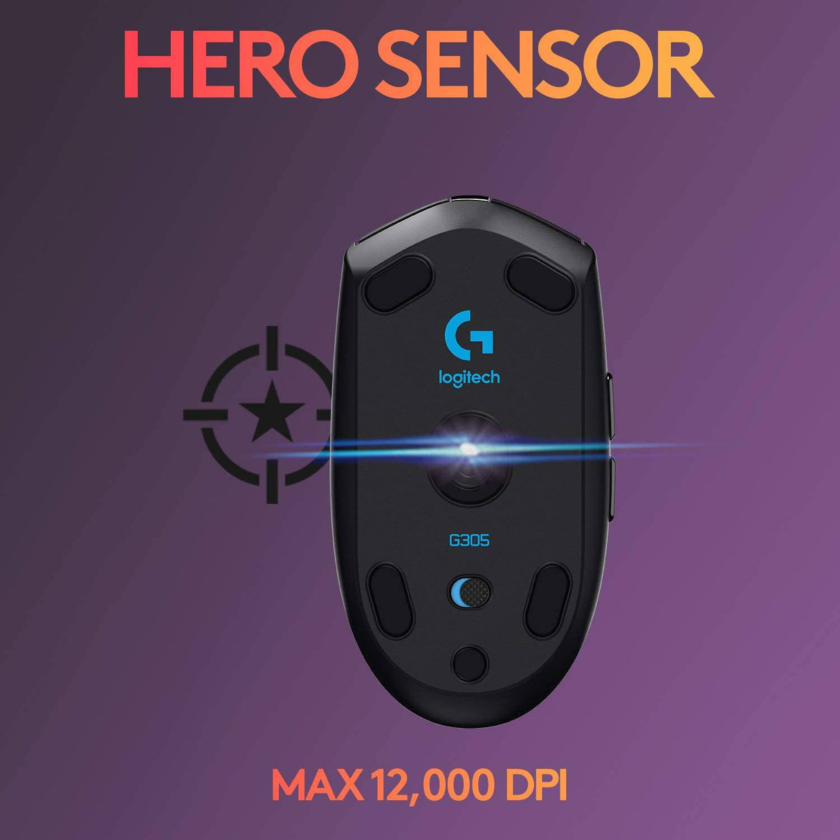 Logitech G305 LIGHTSPEED - Ratón inalámbrico para juegos, sensor Hero 12K, 12,000 DPI, liviano, 6 botones programables, 250 h de duración de la batería, memoria integrada, PC/Mac - Negro