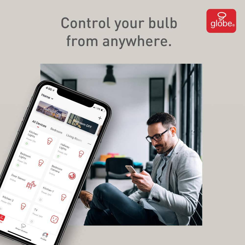 Globe Electric 34207 Wi-Fi Smart 10 W (equivalente a 60 W) multicolor cambiante RGB Tunable White Frosted LED foco de luz paquete de 2, no requiere concentrador, activado por voz, 2000 K - 5000 K, forma A19, base E26 - DIGVICE MX