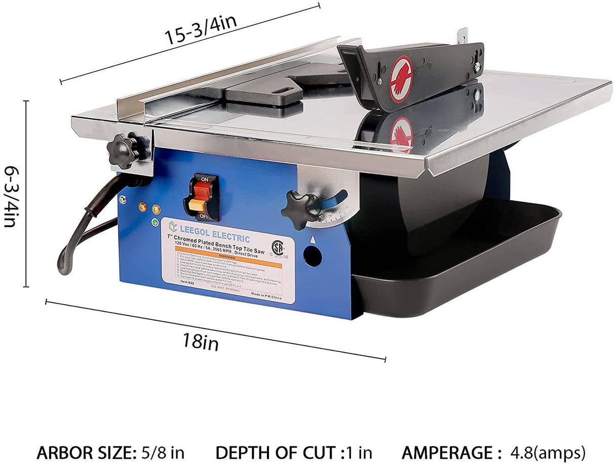 Leegol - Sierra eléctrica de banco para azulejos húmedos de 7 pulgadas - Sierra de mesa portátil para cortar azulejos de porcelana con sistema de agua - DIGVICE MX