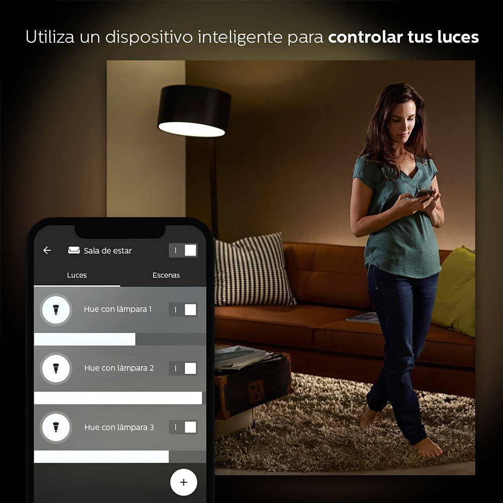 Bombilla inteligente Philips Hue White A21 High Lumen, 1600 lúmenes, compatible con Bluetooth y Zigbee (Hue Hub opcional), funciona con Alexa y Google Assistant - DIGVICE MX