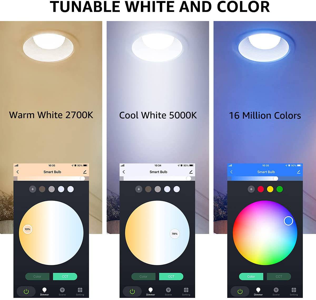 LEPRO - Bombillas LED de inundación, bombilla WiFi inteligente BR30, funciona con Alexa y Google Assistant, luces que cambian de color RGBW, 8 W = 65 W, 700 lúmenes, bombillas empotrables regulables para latas, base E26, paquete de 2 - DIGVICE MX