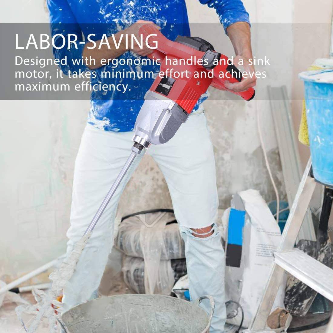 VIVOHOME 110V 1600W Máquina mezcladora de mortero de cemento de pintura de mano eléctrica con 7 velocidades ajustables - DIGVICE MX