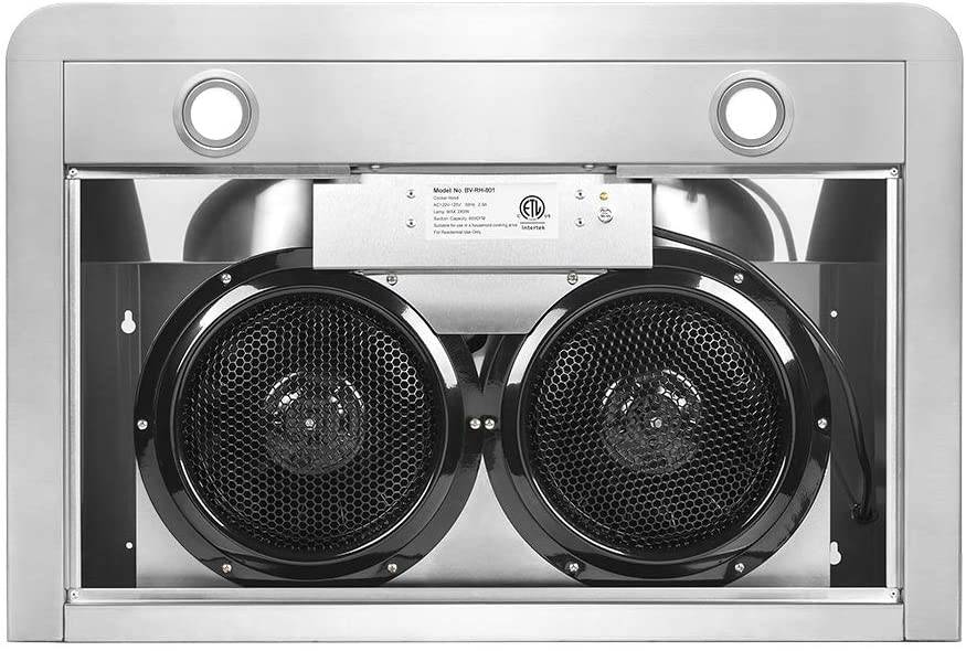 BV - Campanas extractoras de 30 pulgadas debajo del gabinete | Doble motor de extra alta potencia| Campana de cocina de acero inoxidable con luces LED | Campana extractora de cocina con conductos - DIGVICE MX