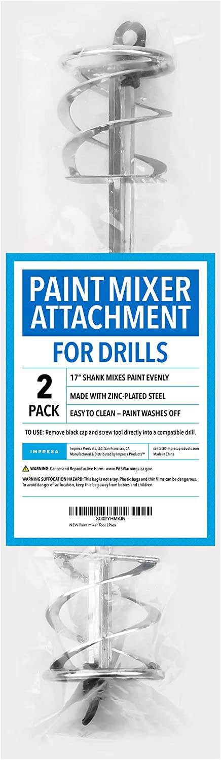 IMPRESA 2 unidades de mezclador de pintura para taladro, extra largo a prueba de óxido, accesorio de taladro agitador de pintura para una consistencia uniforme, paleta de taladro de fácil limpieza, mezclador de pintura para taladro de 5 galones - DIGVICE MX