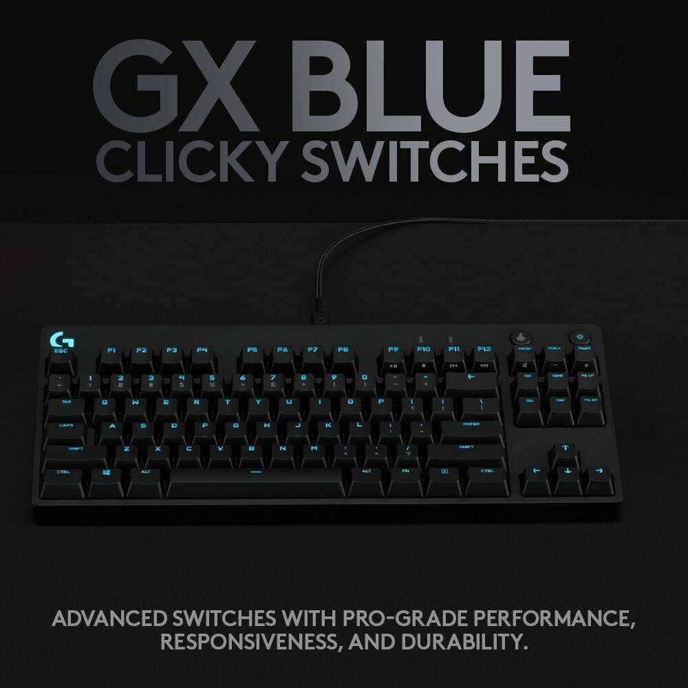 Logitech G PRO - Teclado mecánico para juegos, diseño ultraportátil sin llave, cable micro USB desmontable, teclas retroiluminadas RGB LIGHTSYNC de 16,8 millones de colores