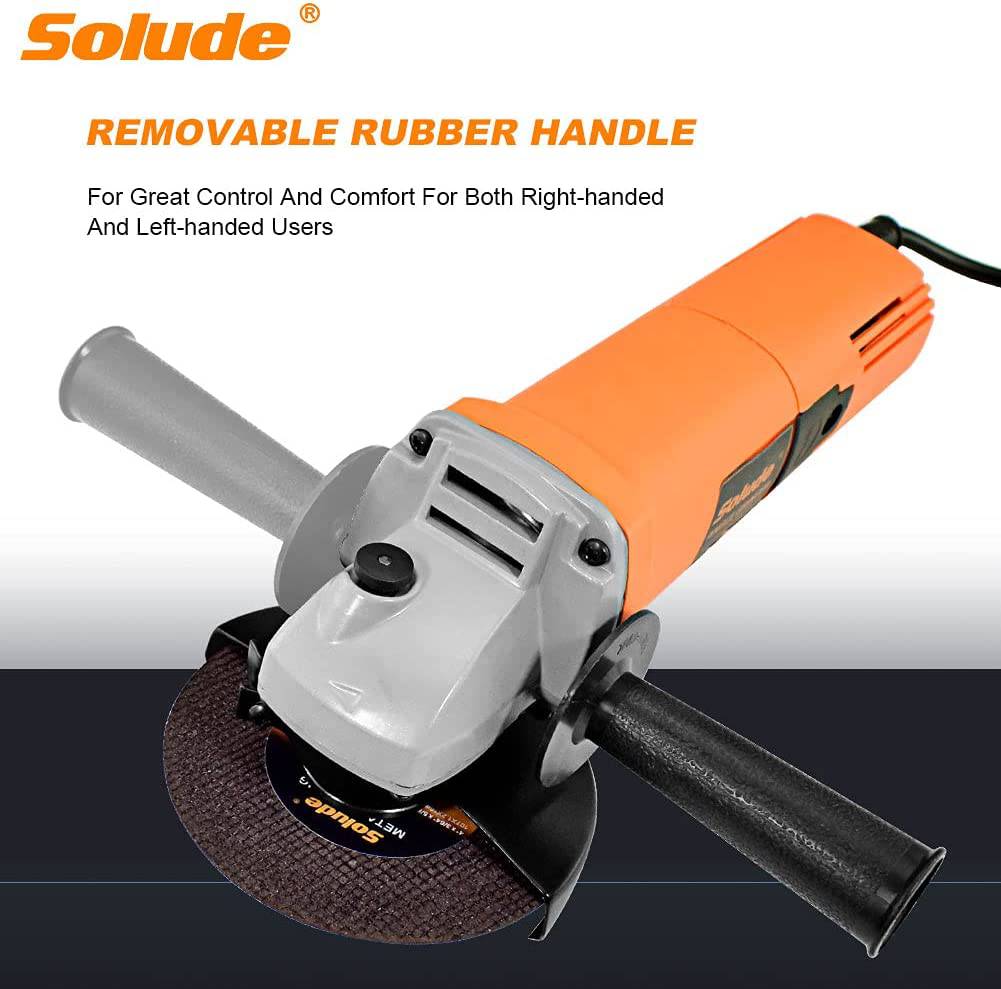 SOLUDE- Amoladora angular, herramienta de amoladora eléctrica de 5 pulgadas con 4 ruedas de molienda, 5 ruedas de corte y mango de 2 posiciones, amoladora de mano portátil para metal, madera, corte y molienda de azulejos - DIGVICE MX