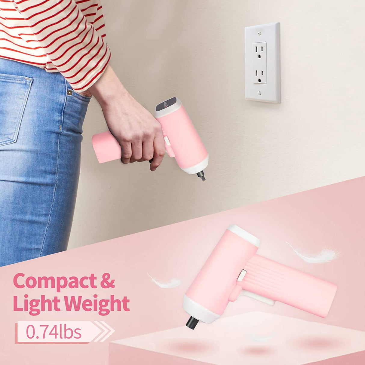 AVID POWER Juego de mini destornilladores eléctricos inalámbricos Kit de pistola de tornillo recargable de 4 V con bolsa de lona, 12 puntas y cable USB, luz LED (rosa) - DIGVICE MX