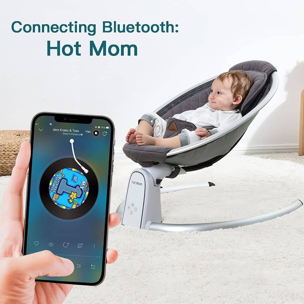 Hot Mom Baby Swing Bluetooth e inteligencia Timing Electric Baby Rocker Múltiples engranajes Ajuste del asiento Silla de bebé (Gris oscuro) - DIGVICE MX