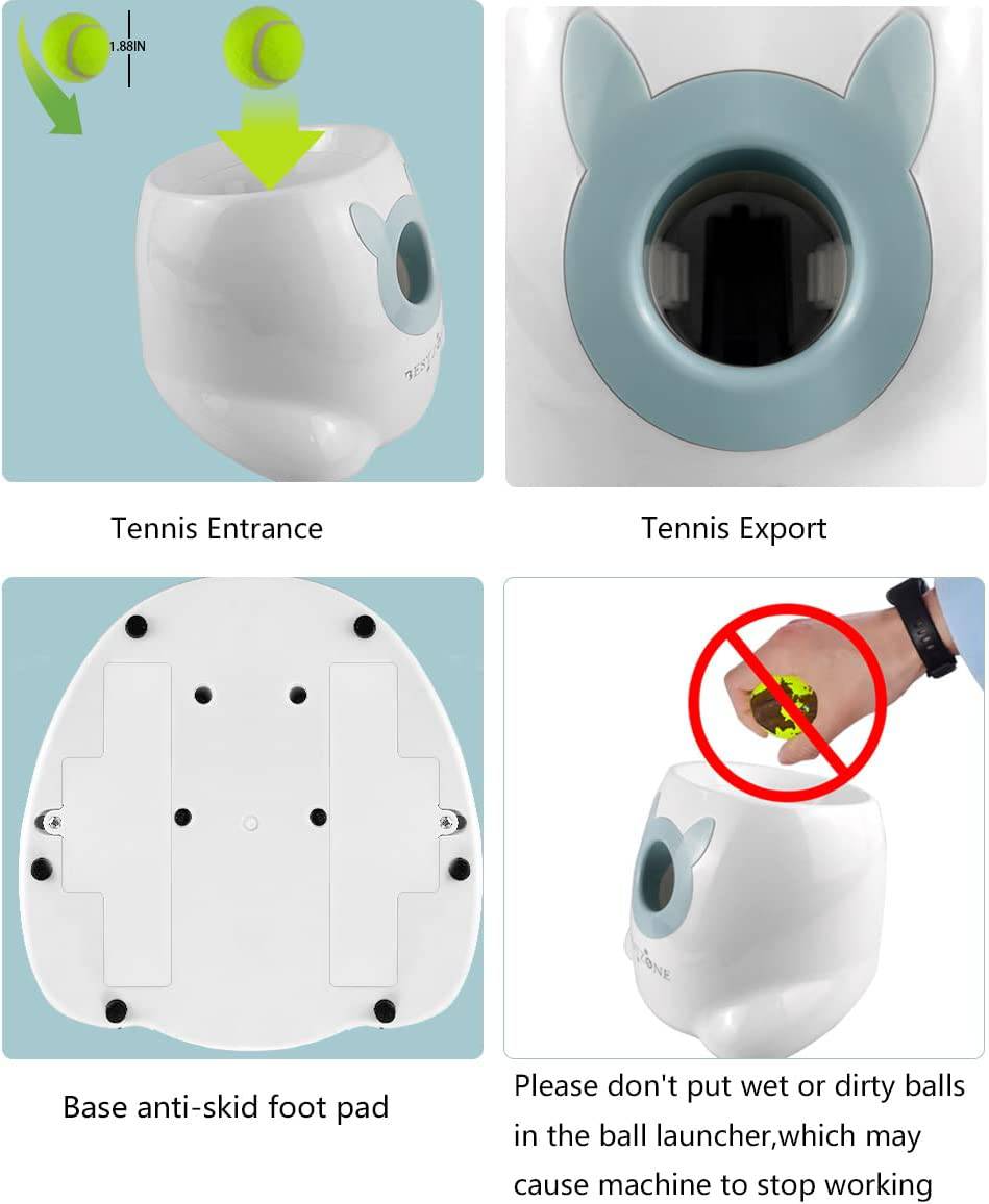 BESTZONE Lanzador de bolas automático interactivo para perros, máquina lanzadora para perros pequeños y medianos, 6 bolas incluidas (1.88 pulgadas), distancia de lanzamiento de 10 a 30 pies - DIGVICE MX