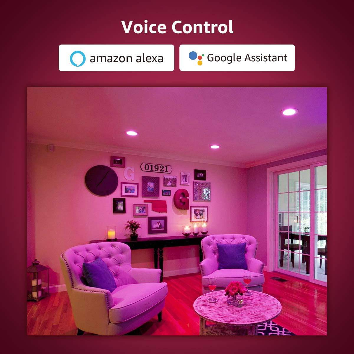 LEPRO - Bombillas LED de inundación, bombilla WiFi inteligente BR30, funciona con Alexa y Google Assistant, luces que cambian de color RGBW, 8 W = 65 W, 700 lúmenes, bombillas empotrables regulables para latas, base E26, paquete de 2 - DIGVICE MX