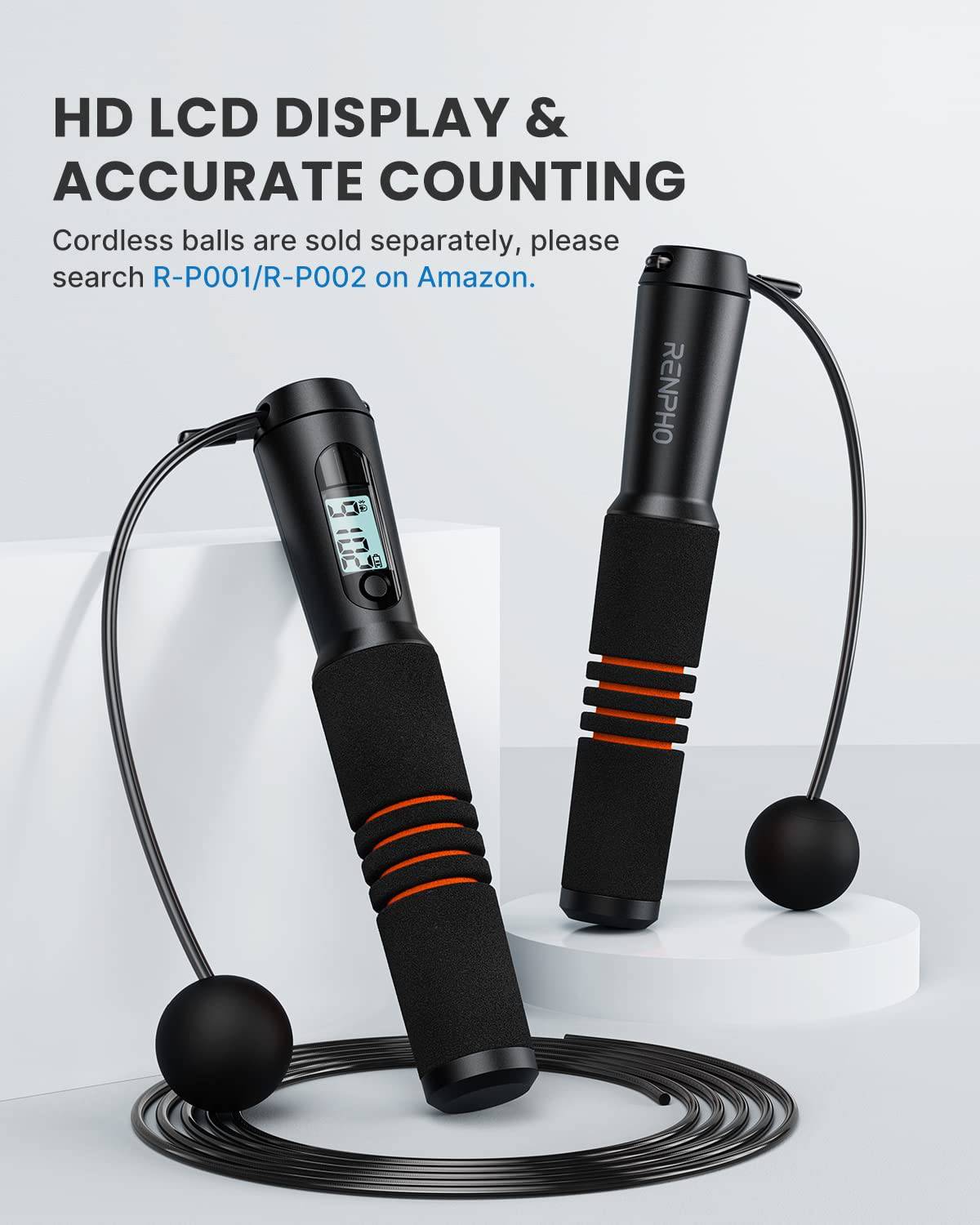 RENPHO - Cuerda de saltar inteligente, cuerda de saltar de fitness con análisis de datos de aplicación, cuerdas de saltar de entrenamiento