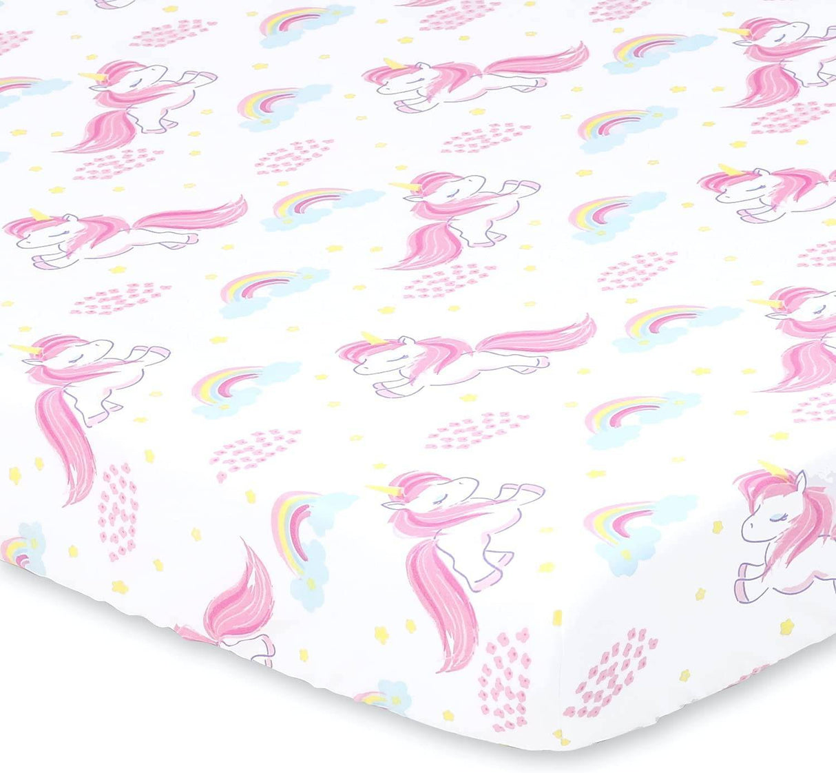 The Peanutshell Fitted Pack n Play, Playard, Mini sábanas para cuna para niñas | Juego de 2 paquetes | Unicornio rosa y arco iris - DIGVICE MX
