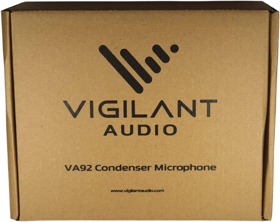 Vigilant Audio VA92 Micrófono de condensador cardioide - Micrófono de condensador multiusos para grabación, transmisión, podcasting - Soporte de choque incluido