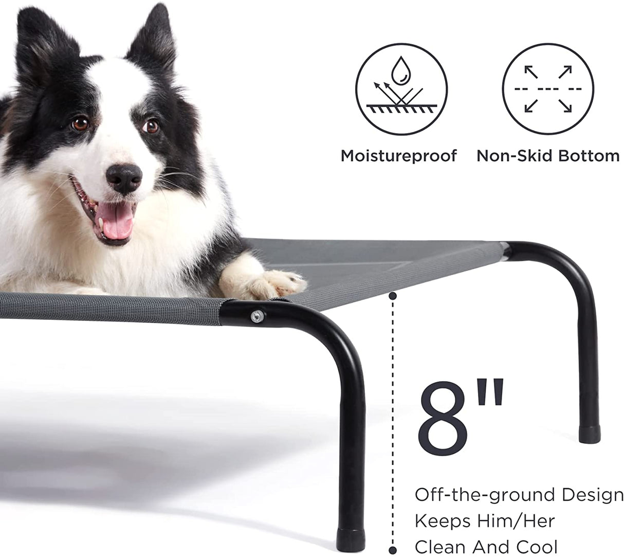 Bedsure Cama elevada para perros con refrigeración, camas elevadas para perros al aire libre con pies antideslizantes, marco estable y malla reciclable Teslin de apoyo duradero, transpirable, cama para mascotas para interiores y exteriores - DIGVICE MX