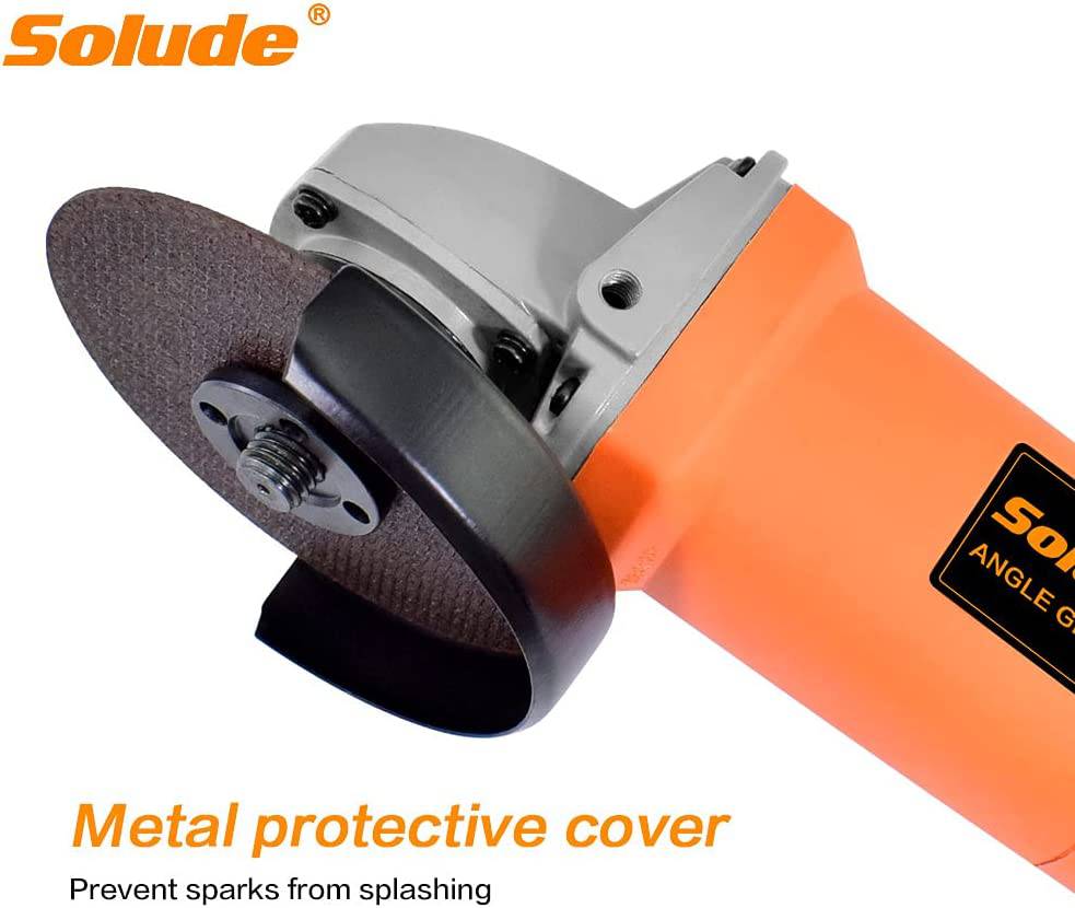 SOLUDE- Amoladora angular, herramienta de amoladora eléctrica de 5 pulgadas con 4 ruedas de molienda, 5 ruedas de corte y mango de 2 posiciones, amoladora de mano portátil para metal, madera, corte y molienda de azulejos - DIGVICE MX