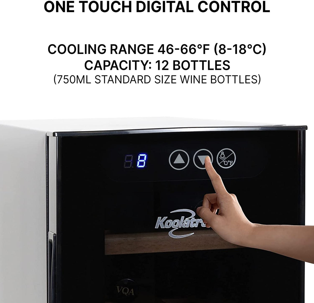 Koolatron Deluxe enfriador de vino para 12 botellas con estantes de madera de haya, negro, refrigerador termoeléctrico para vino, 1 cu. Refrigerador de vino independiente, almacenamiento de vino - DIGVICE MX