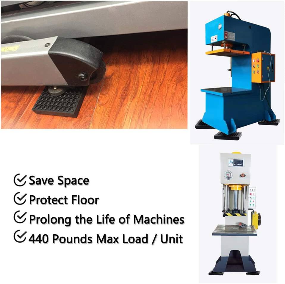 BXI - Alfombrilla para equipo de ejercicio, 4 x 4 x 0,8 pulgadas, paquete de 4 alfombrillas antideslizantes antivibración para cinta de correr, almohadilla de gel de silicona integrada de acero resistente