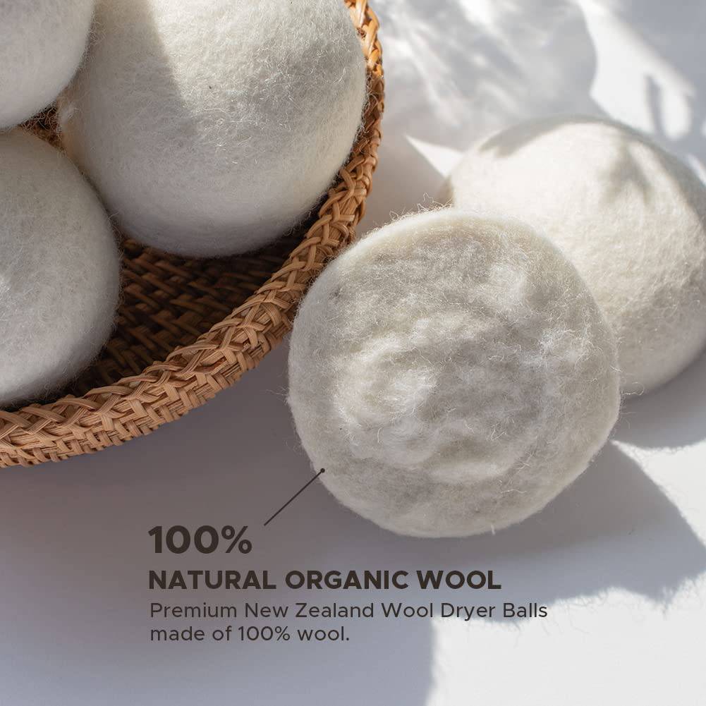 ECOAND Bolas de secadora de lana, paquete de 6, reutilizables y orgánicas para ropa de bebé y lavandería, suavizante de secado antiarrugas y antiestático que captura pelusas y evita que se enreden, ahorro de energía (6 piezas) - DIGVICE MX