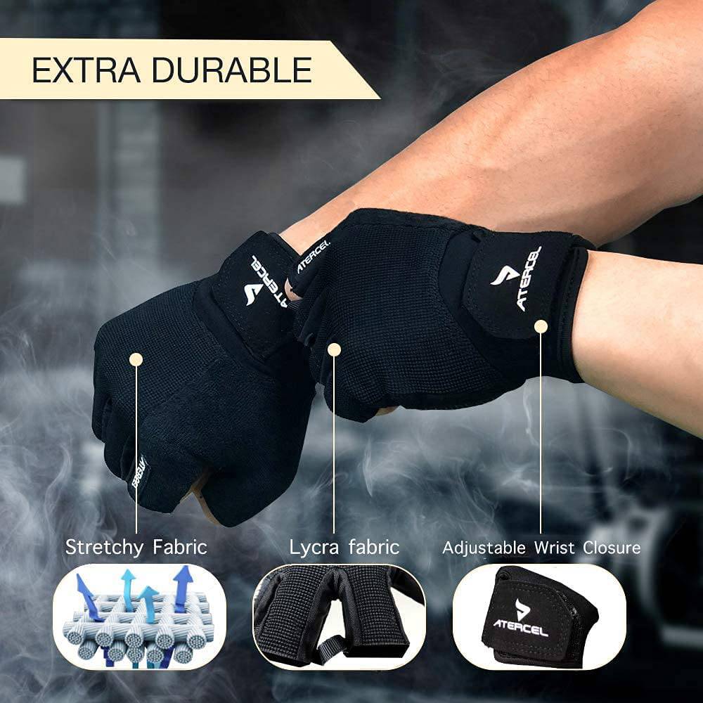 Atercel - Guantes de entrenamiento para hombres y mujeres, guantes de ejercicio para levantamiento de pesas, ciclismo, gimnasio, entrenamiento, transpirables y ajustados