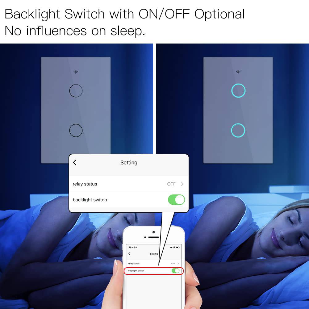 MOES 2.4GHz WiFi Wall Touch Smart Switch Neutral Wire Requiere, 3 Way Multi-Control, Glass Panel Light Switch Funciona con Smart Life/Tuya App, RF433 Remote Control, Alexa y Google Home White 2 Gang - DIGVICE MX