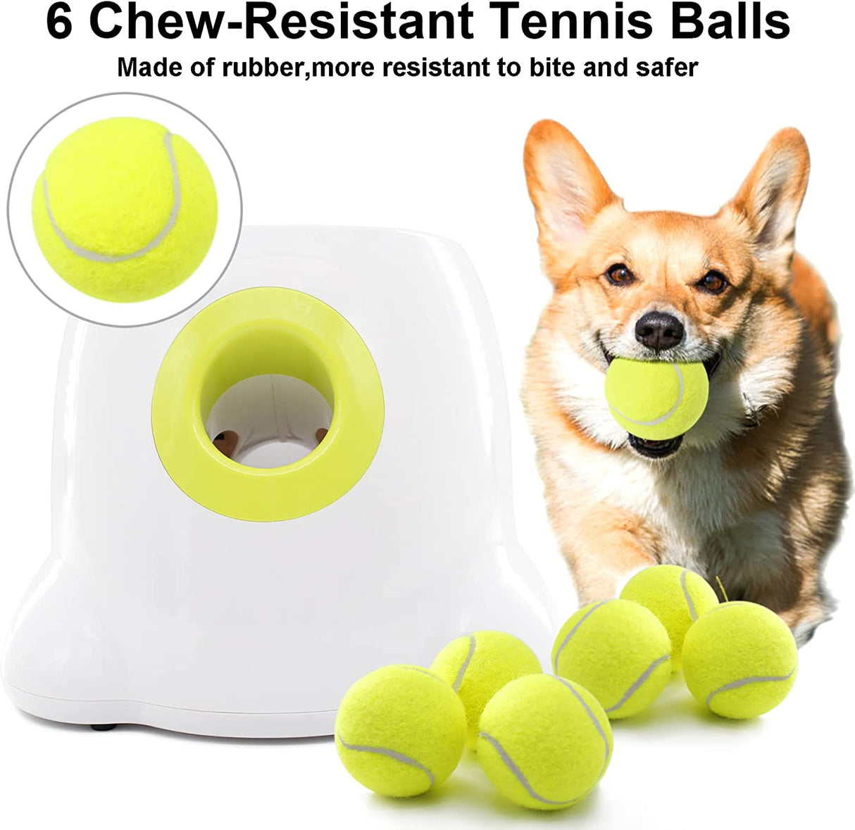 BLELEYLL Lanzador automático de pelotas para perros con 6 pelotas (2 pulgadas), lanzador automático de pelotas para perros, lanzador automático de pelotas de tenis para perros, lanzador de pelotas de tenis para perros pequeños y medianos - DIGVICE MX